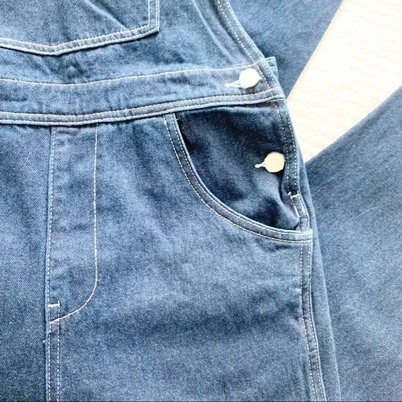 WEWOREWHAT Denim Basic Overalls Dark Wash - Picture 7 of 14